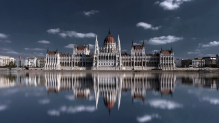 Large building clock tower water 22 - side next free wallpaper