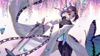 Butterfly woman japanese outdoors fantasy - butterfly free wallpaper