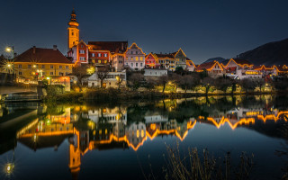 Heidelberg lake clocktower night cityscape - heidelberg school free wallpaper