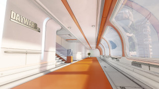 Long hallway red carpet white - beeple free wallpaper