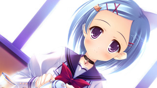 Anime girl blue hair bow - a cell phone free wallpaper