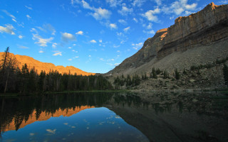 Lake mountains trees sky water - ansel adams free wallpaper