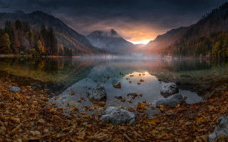Lake mountains trees autumn ruins - mountain and trees free wallpaper for desktop