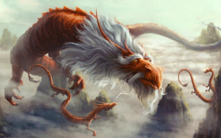 Dragon flying mountain range fantasy - over a mountain range free wallpaper