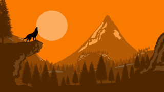 Wolf cliff sunset mountains matte - a sunset in the background and a mountain range in the foreground free wallpaper