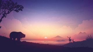 Bear man hill sunset mountain - anton fadeev free wallpaper