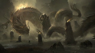 Fantasy dragon forest group heroes - other person free wallpaper