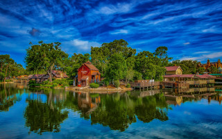 Red house lake forest blue - bob thompson free wallpaper