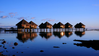 Huts water pier architecture sky - a pier free wallpaper