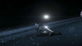 Space ship planet moon aurora - a space ship free wallpaper