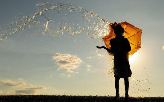 Umbrella water bird sunset sky - arthur sarkissian free wallpaper