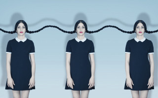 Woman black hair poses surrealist - a long black hair free wallpaper
