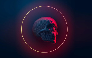 Neon human head red blue - the middle of the image free wallpaper