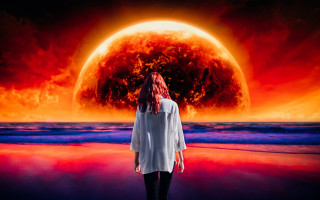 Red sky red sun beach - a red sun free wallpaper