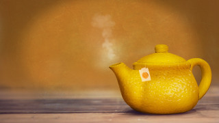 Yellow teapot tag table wall - blender and photoshop free wallpaper