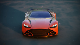 Red sports car astronaut night - a dark background free wallpaper