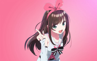Kawaii girl bow pointing anime - her finger free wallpaper