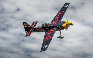 Small airplane cloudy sky propeller - cubofuturism free wallpaper
