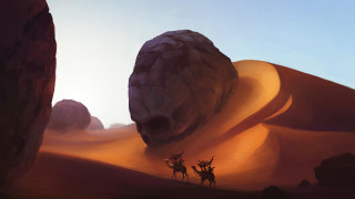 Three deer desert rock formation - anton fadeev free wallpaper