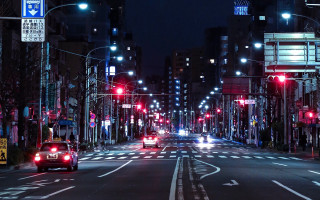 City street night lights neon - a city street free wallpaper