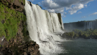 Waterfall cliff mountain lake forest - christo free wallpaper