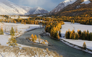 River snowy forest hillside mountains - hillside next free wallpaper