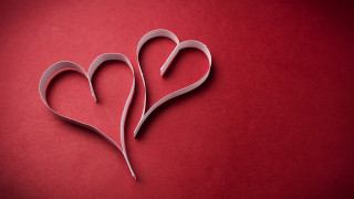 Paper hearts romantic red background - text free wallpaper