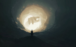 Cave giant hand light dali - a dark cave free wallpaper