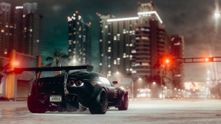 Black car city night red - du jin free wallpaper
