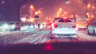 Snowy street cars night traffic - the snow together free wallpaper