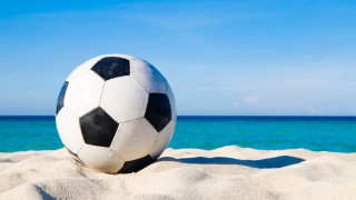 Soccer ball beach ocean sunny - sandy free wallpaper