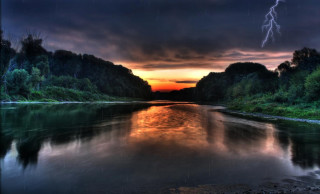 River lightning dark sky clouds - a dark sky above free wallpaper