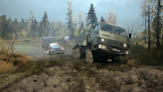 Trucks dirt road fogged nature - a cloudy day free wallpaper
