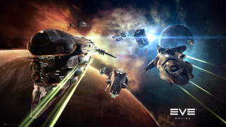 Space ships planet star aurora - a group of ships free wallpaper