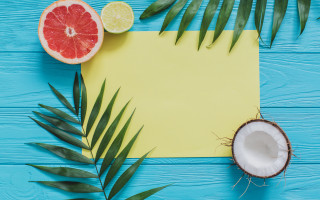 Grapefruit coconut blue table summer - wooden free wallpaper for desktop