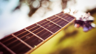 Guitar neck shallow depth blur - a blurry background of trees and grass free wallpaper