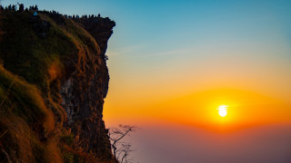Sunset cliff group bird ding - sunrise free wallpaper
