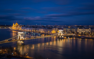 Night bridge city lights river 2 - aladár körösfőikriesch free wallpaper