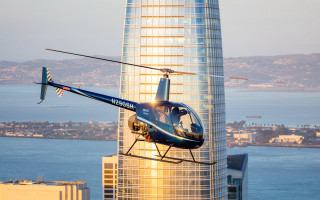 Helicopter city lake skyline urban - over a city free wallpaper