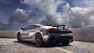 Silver sportscar brickroad cloudysky chrome - chrome free wallpaper