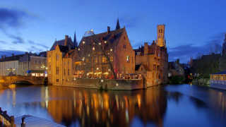 River bridge building night lights 2 - barthel bruyn free wallpaper