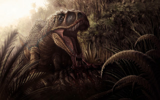 Dinosaur forest sunbeam bird detailed - adam rex free wallpaper