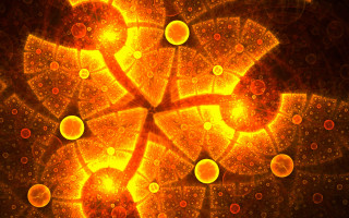 Yellow orange abstract bubbles fractals - circle free wallpaper