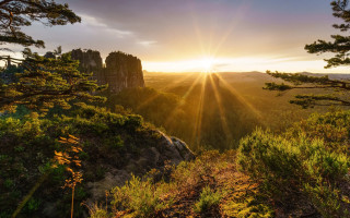 Sunset mountain trees lake bush - a sunset view free wallpaper