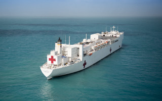 Large white ship ocean red - neoplasticism free wallpaper
