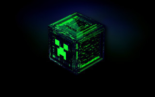 Glowing green cube green cross - cinema 4 d free wallpaper