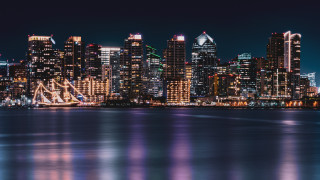 Tokyo cityscape night reflection lights - a reflection of the water free wallpaper