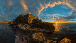 Sunset lighthouse rocky shore water - rocky free wallpaper