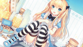 Girl hat striped skirt candy - striped free wallpaper