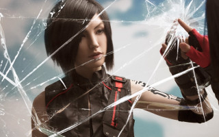 Woman gun broken glass red - a red glove free wallpaper